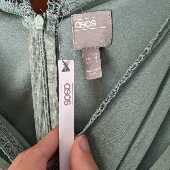 ASOS DESIGN mini dress sage green US 6 UK 10 - Picture 8 of 10